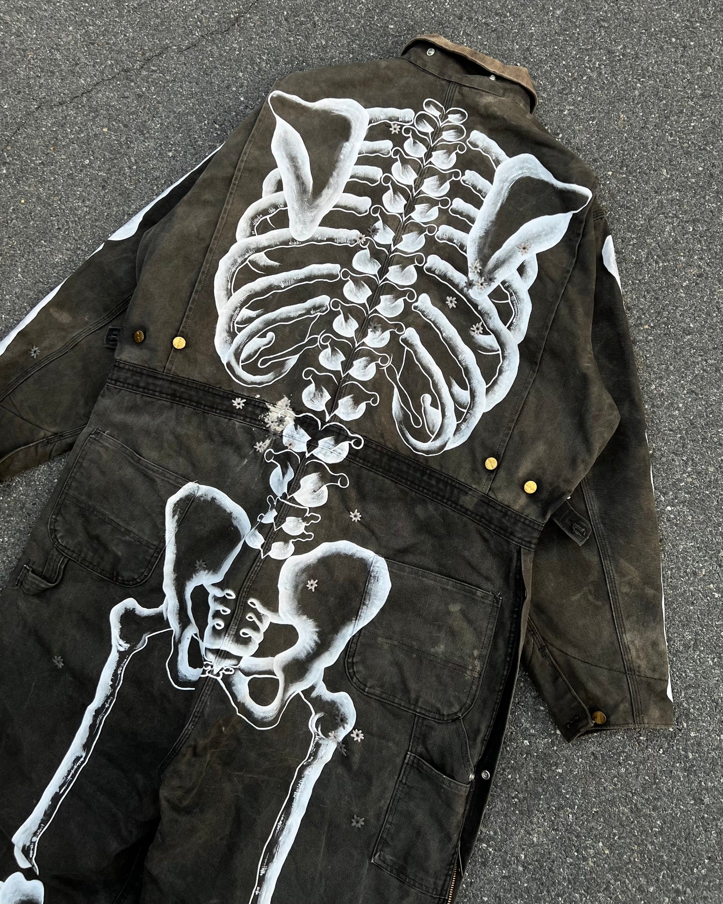 ""SKELETON Faded Black Coveralls
