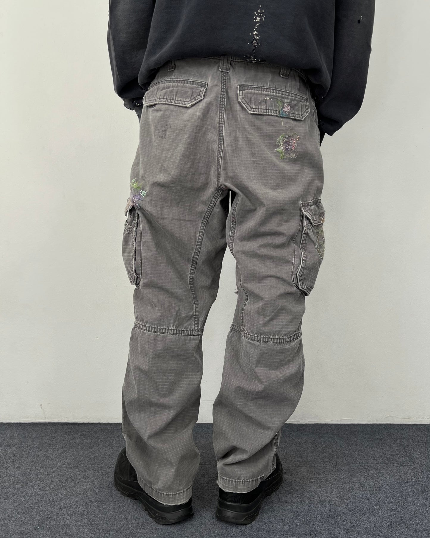 """Embroidered Grey Work Pants