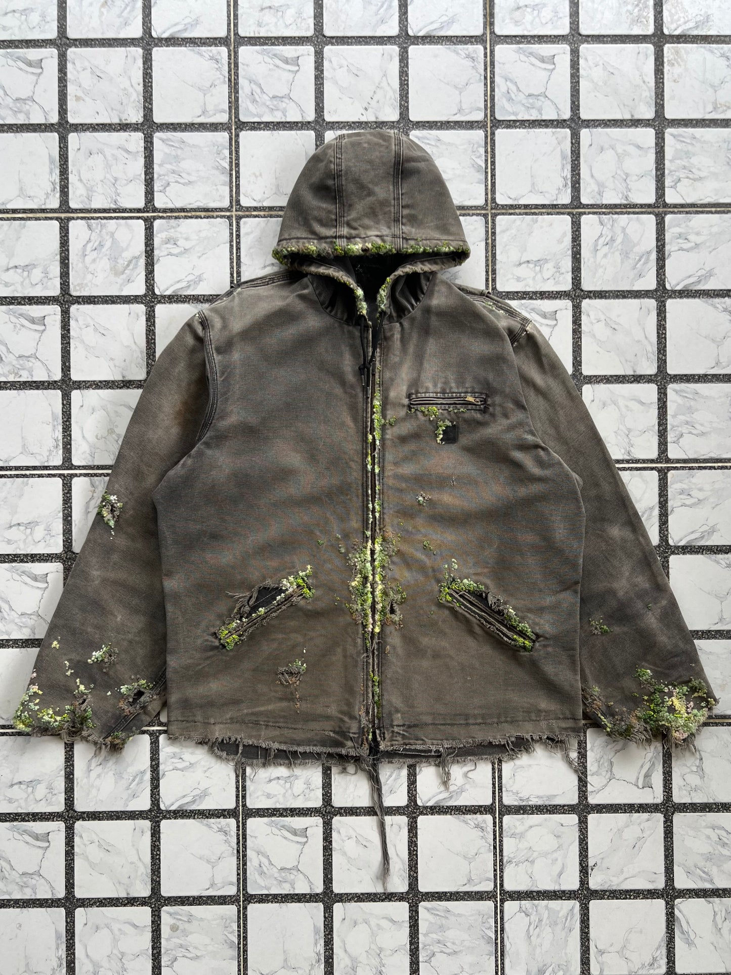 " Embroidered Distressed Hoodie