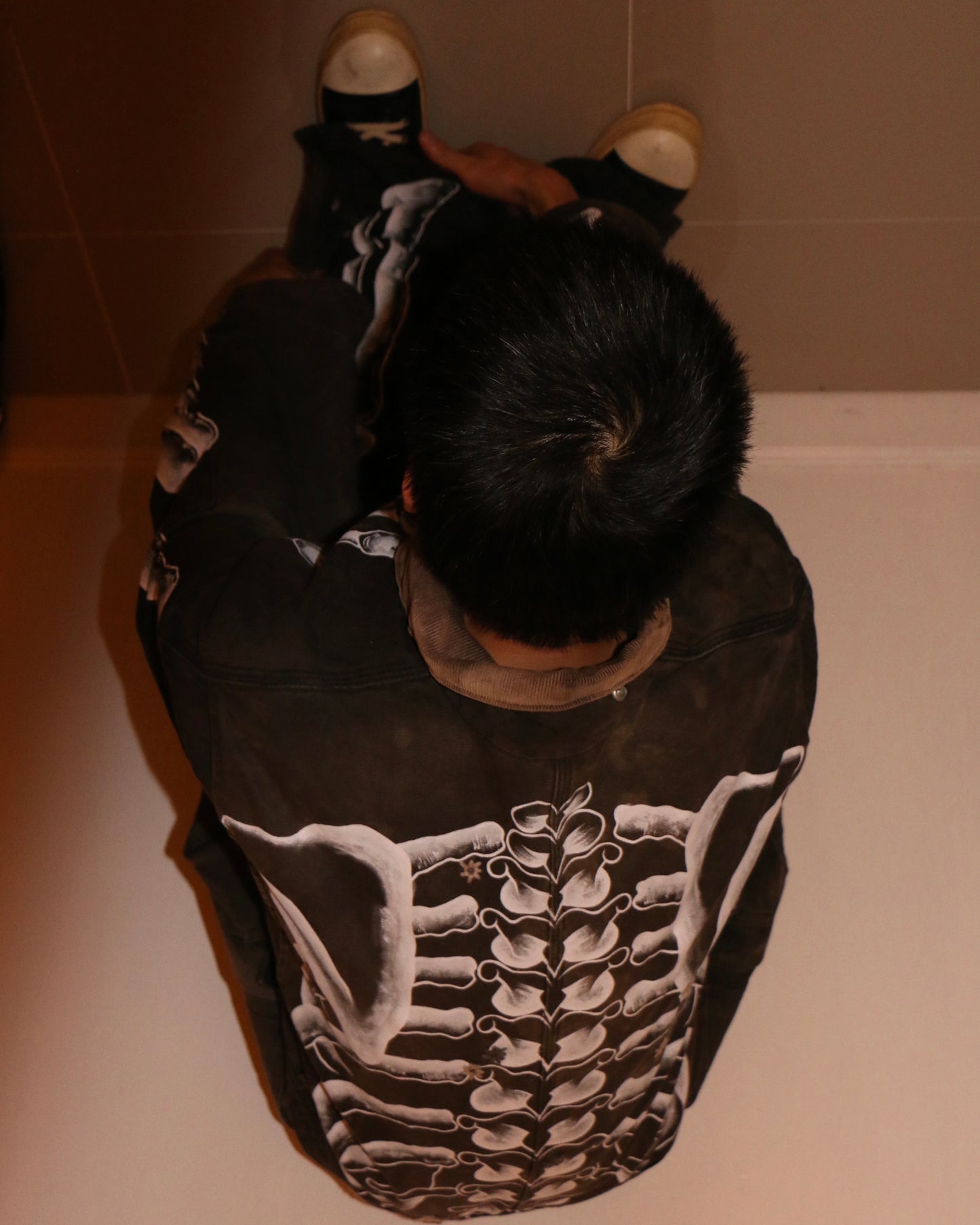 ""SKELETON Faded Black Coveralls