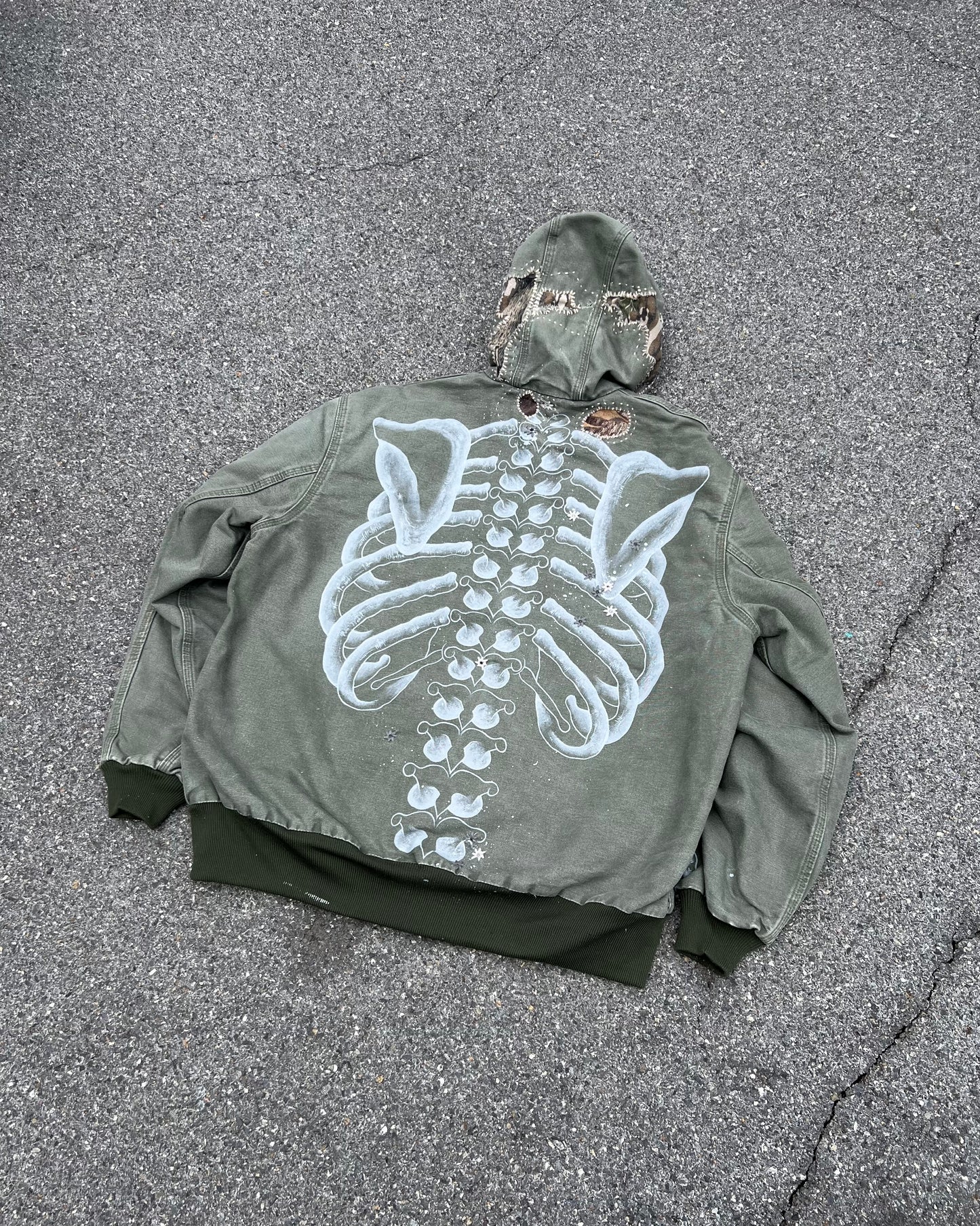 ""SKELETON" Green Hoodie ☠️☠️