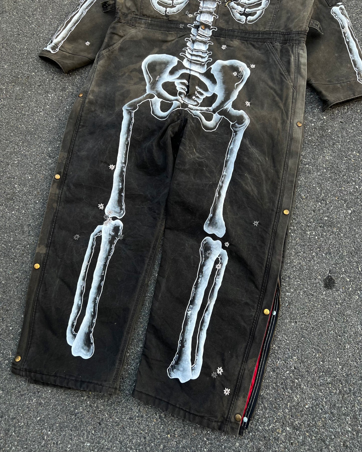 ""SKELETON Faded Black Coveralls