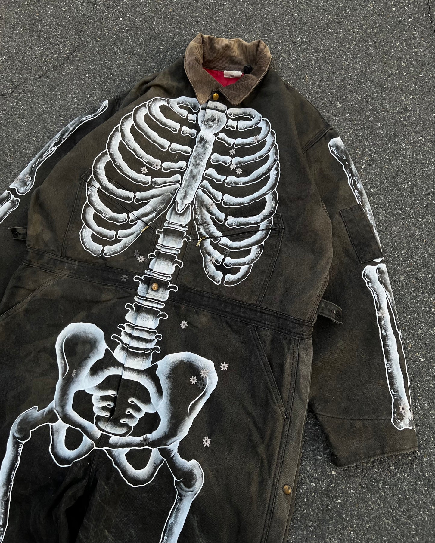 ""SKELETON Faded Black Coveralls