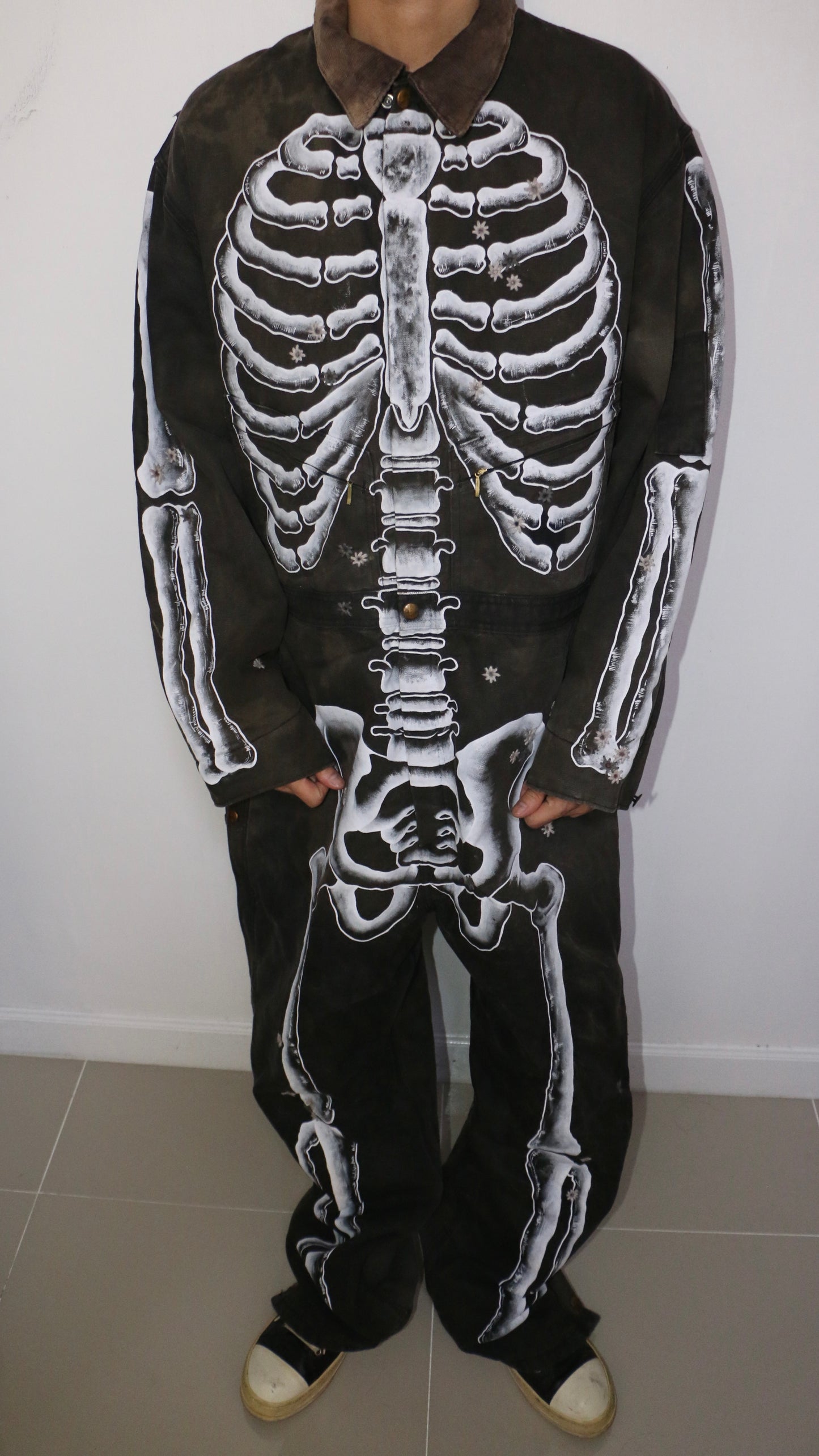 ""SKELETON Faded Black Coveralls