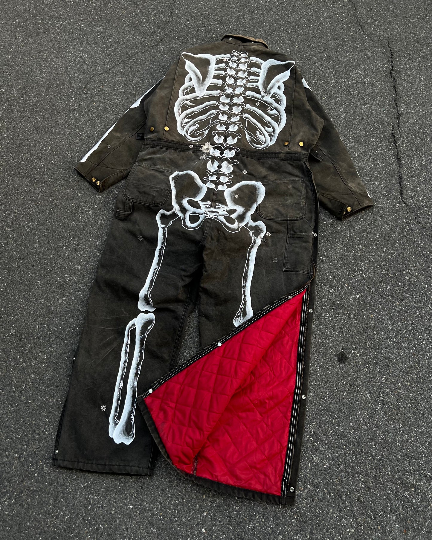 ""SKELETON Faded Black Coveralls