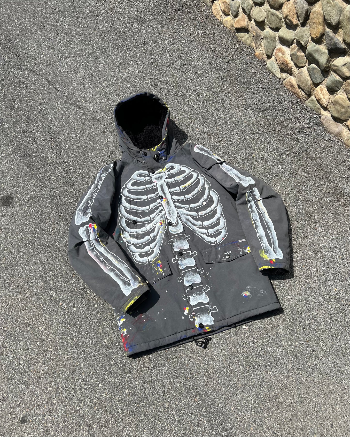 "'SKELETON Grey Parka Jacket ☠️☠️