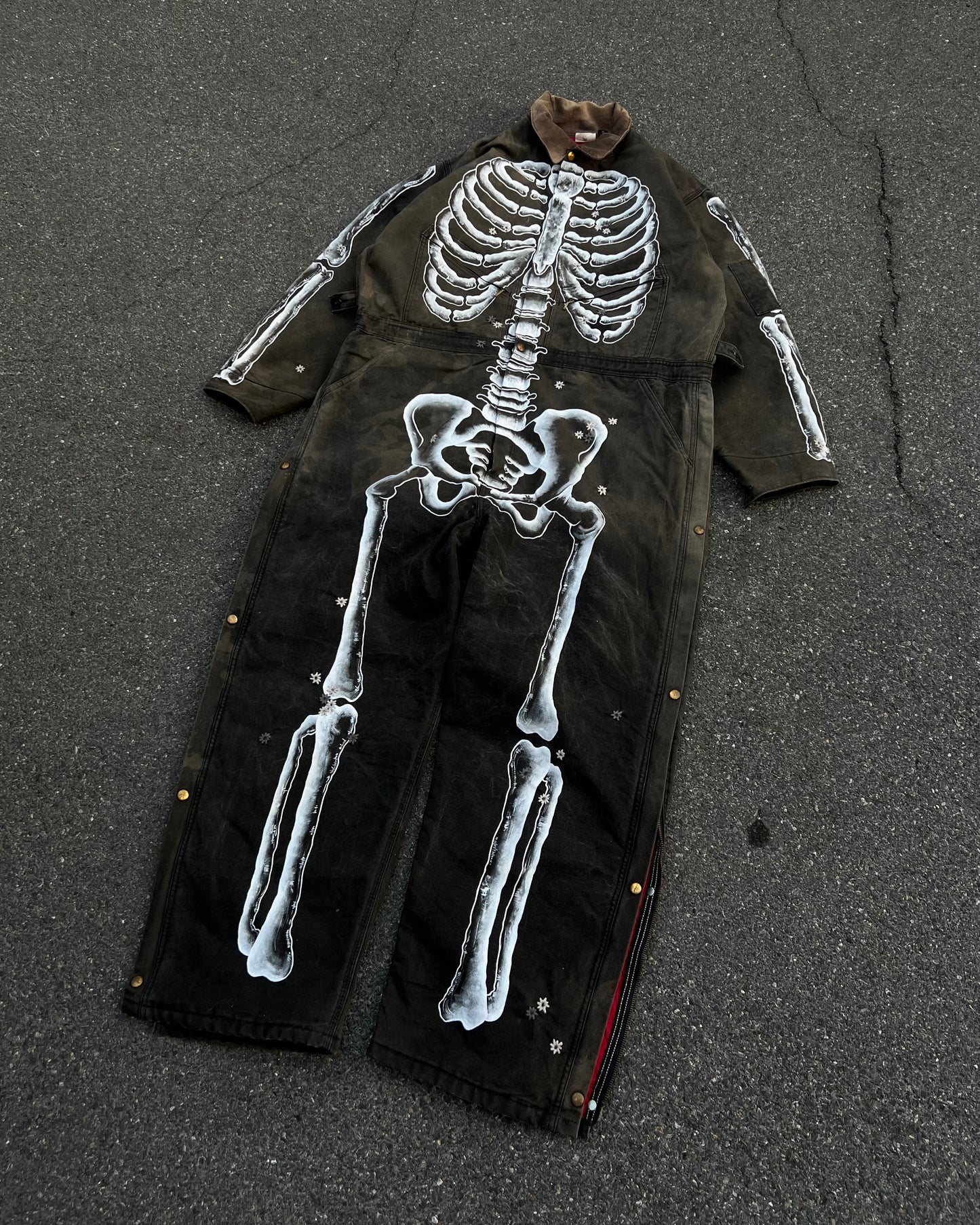 ""SKELETON Faded Black Coveralls
