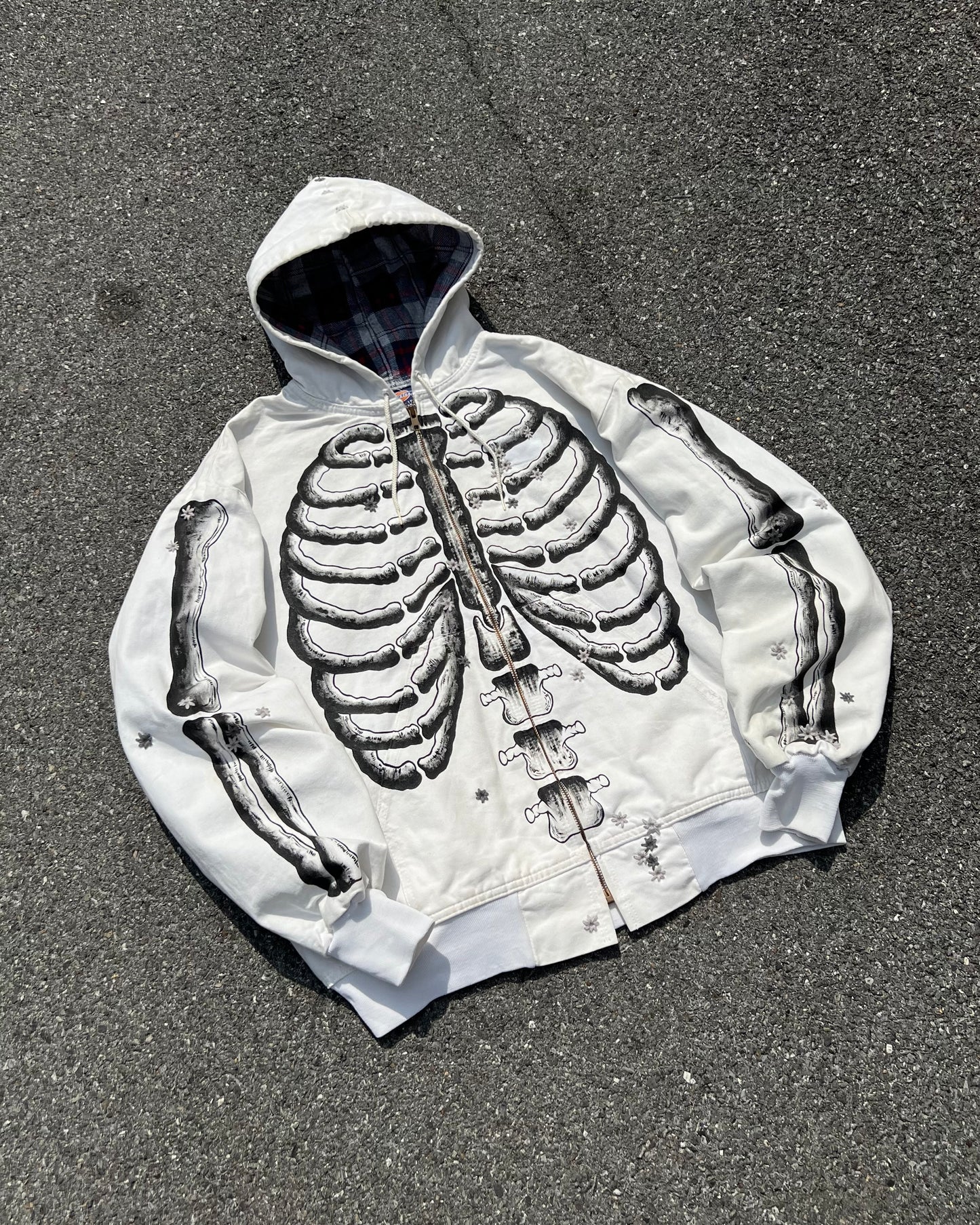 " SKELETON 100 HOLE Embroidered White Jacket ☠️☠️
