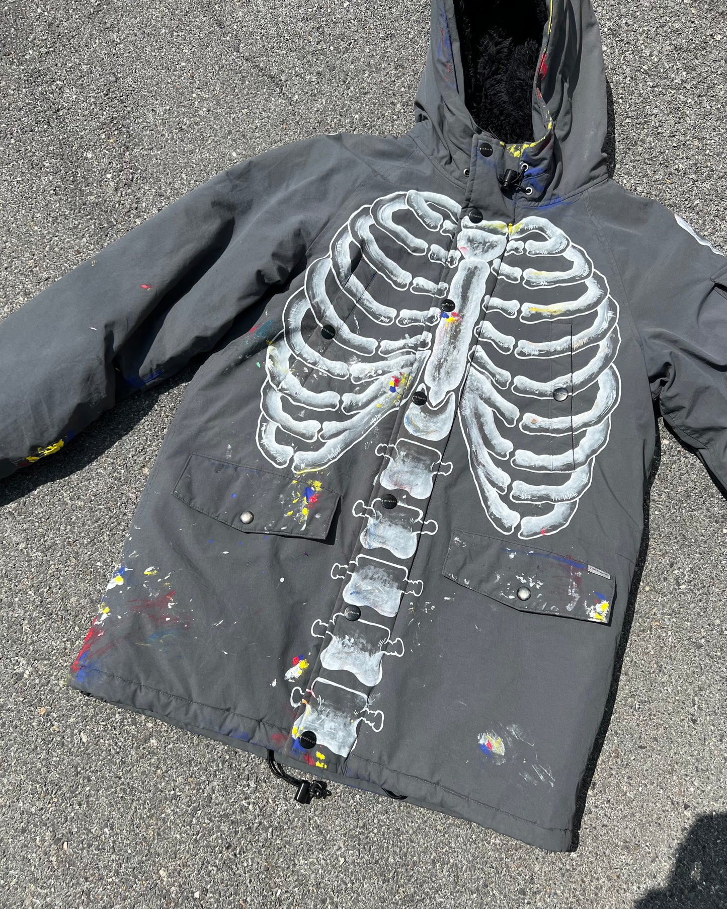 "'SKELETON Grey Parka Jacket ☠️☠️