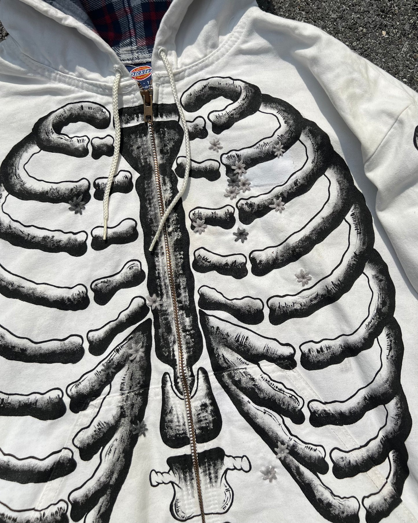 " SKELETON 100 HOLE Embroidered White Jacket ☠️☠️