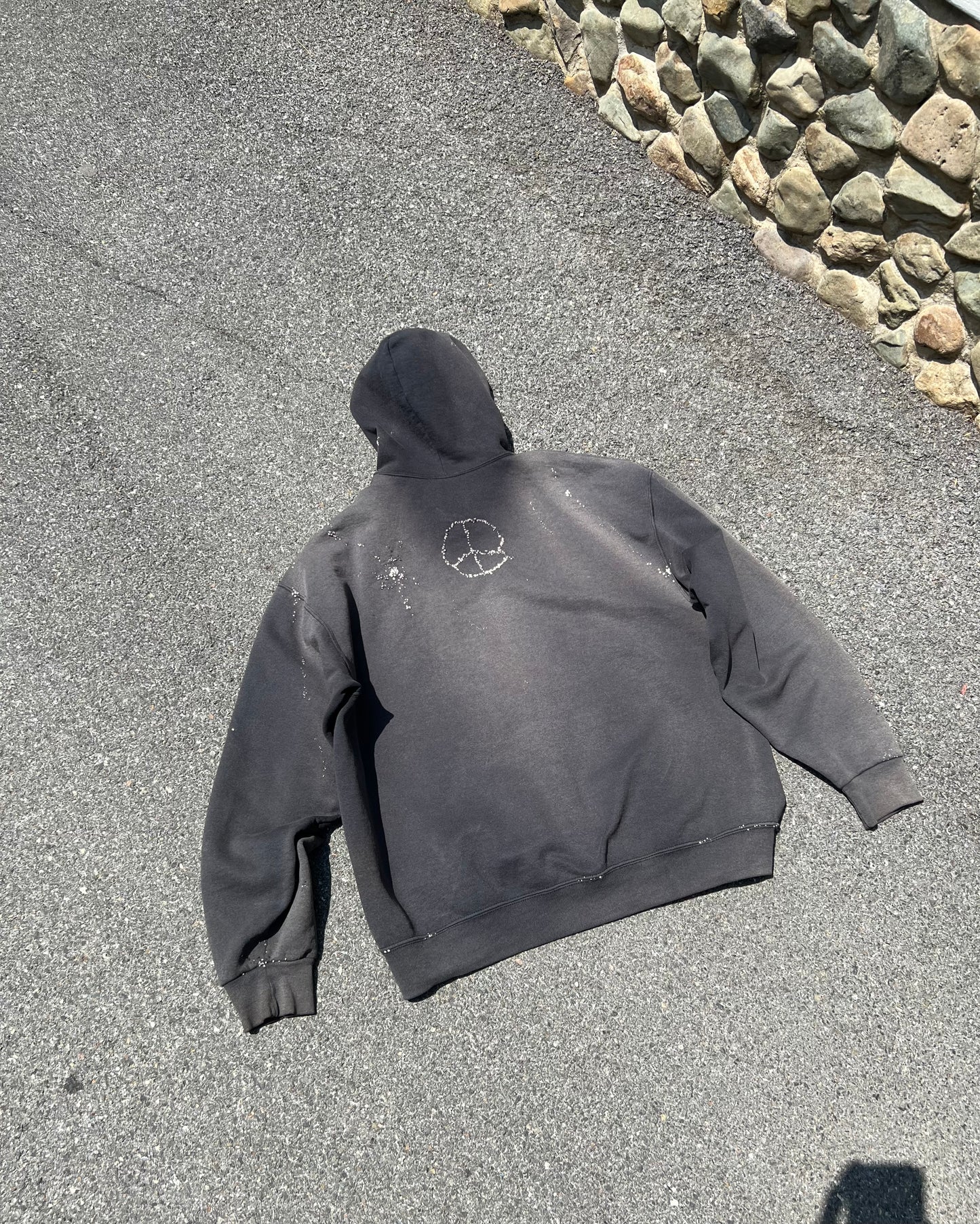 "Embroidered Dot Black Sunfaded