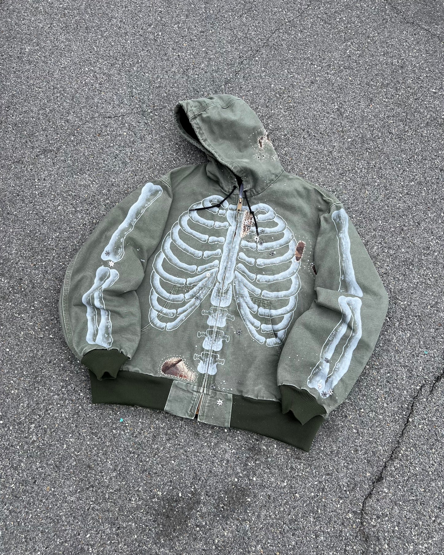 ""SKELETON" Green Hoodie ☠️☠️