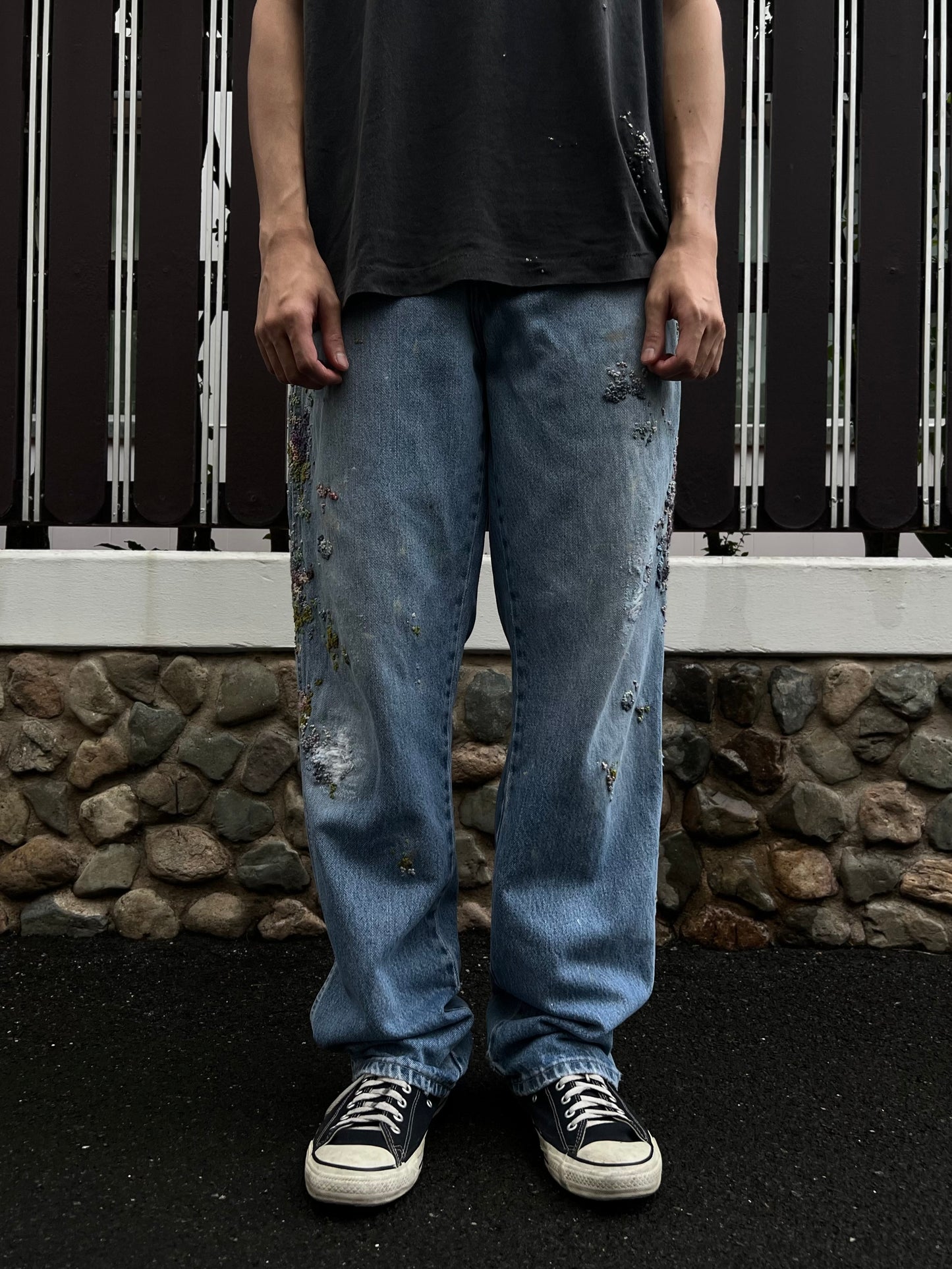 " Embroidered Dot work pants