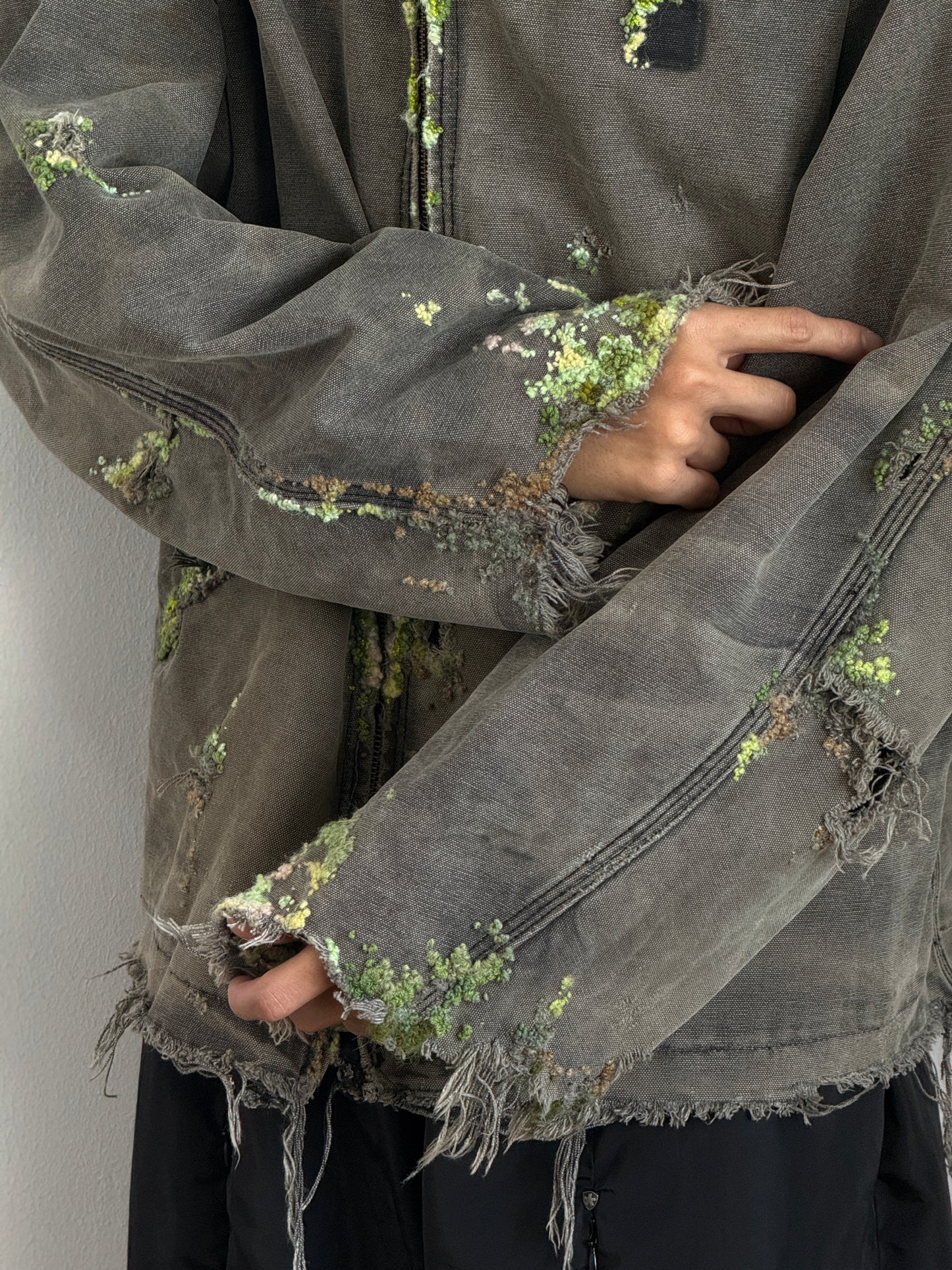 "    Embroidered Distressed Hoodie