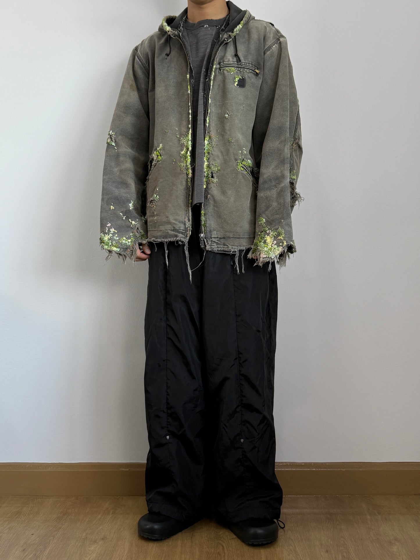 "    Embroidered Distressed Hoodie