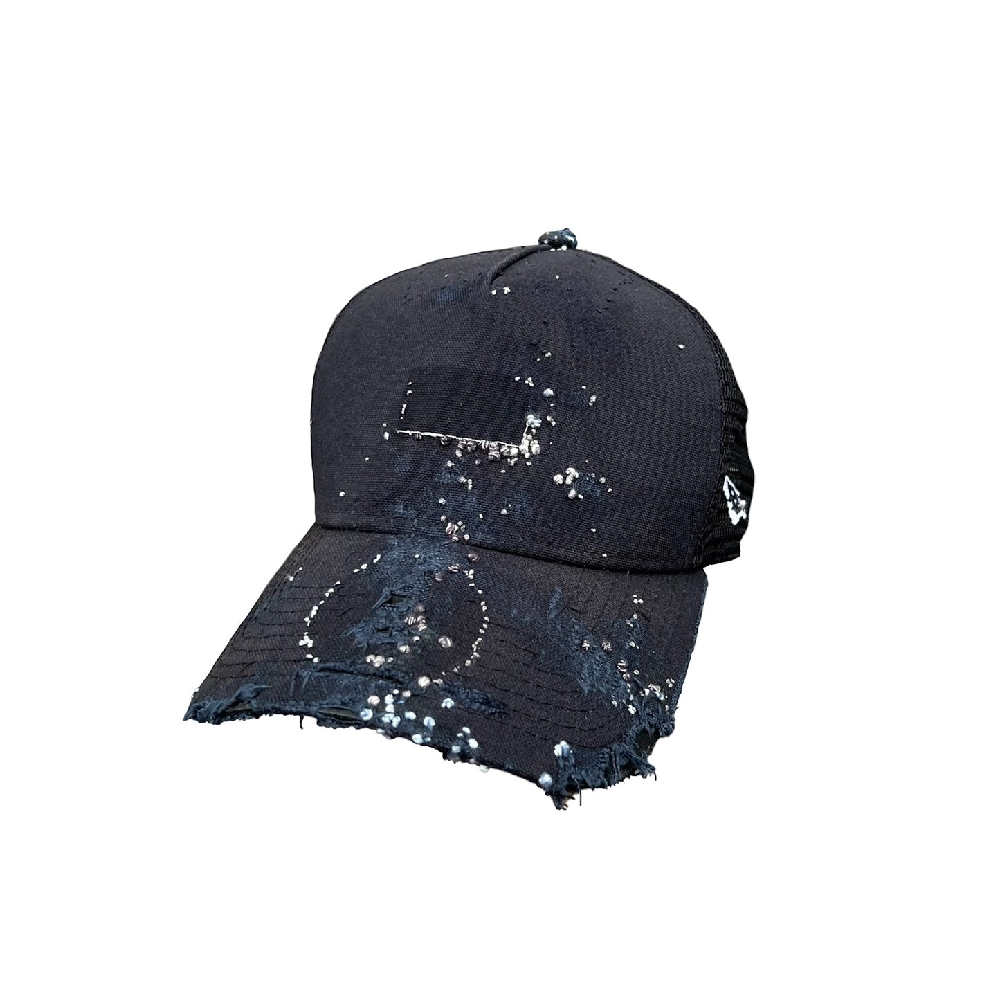 ""Embroidered "Dot" Black Trucker hat