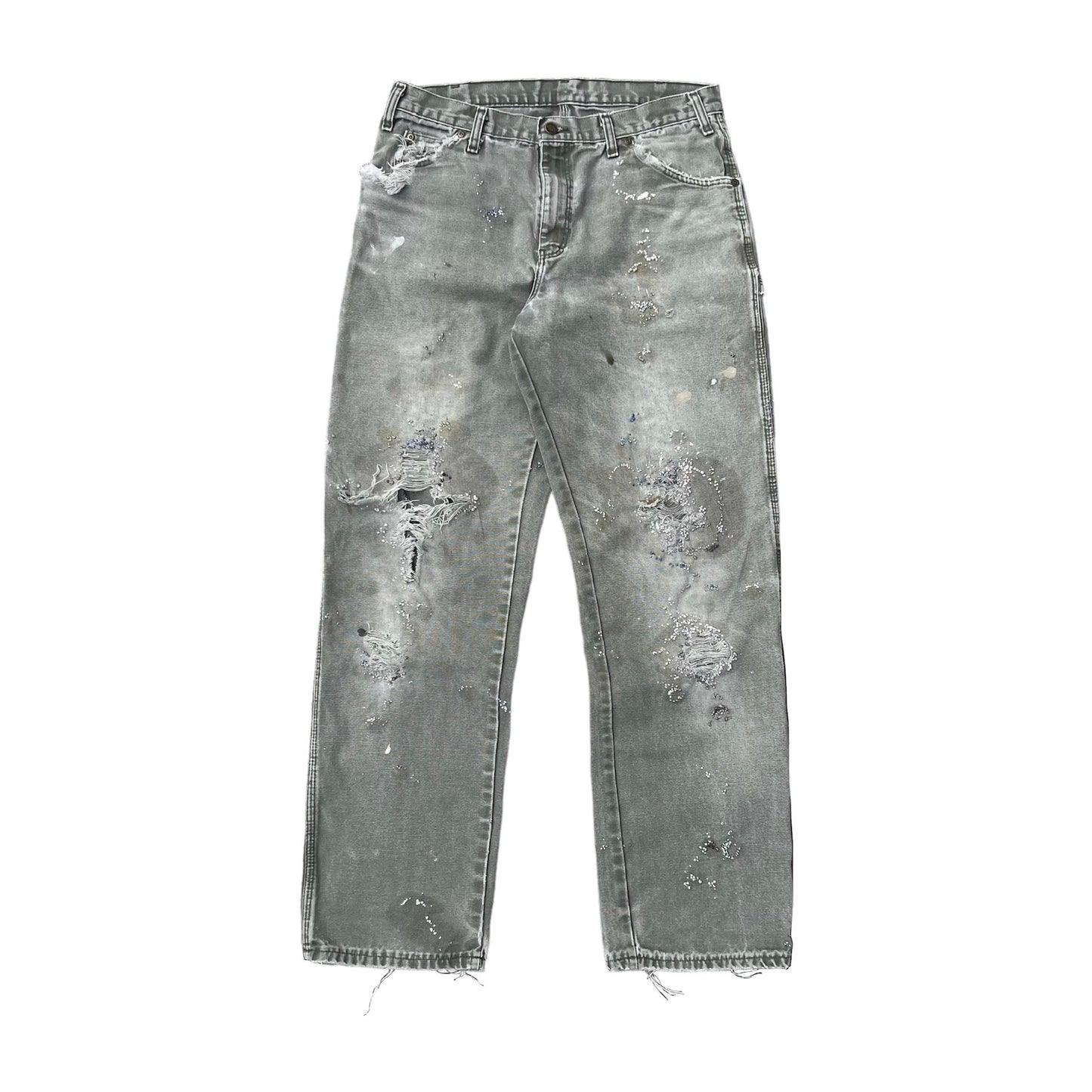 "Embroidered Dot Grey Pants