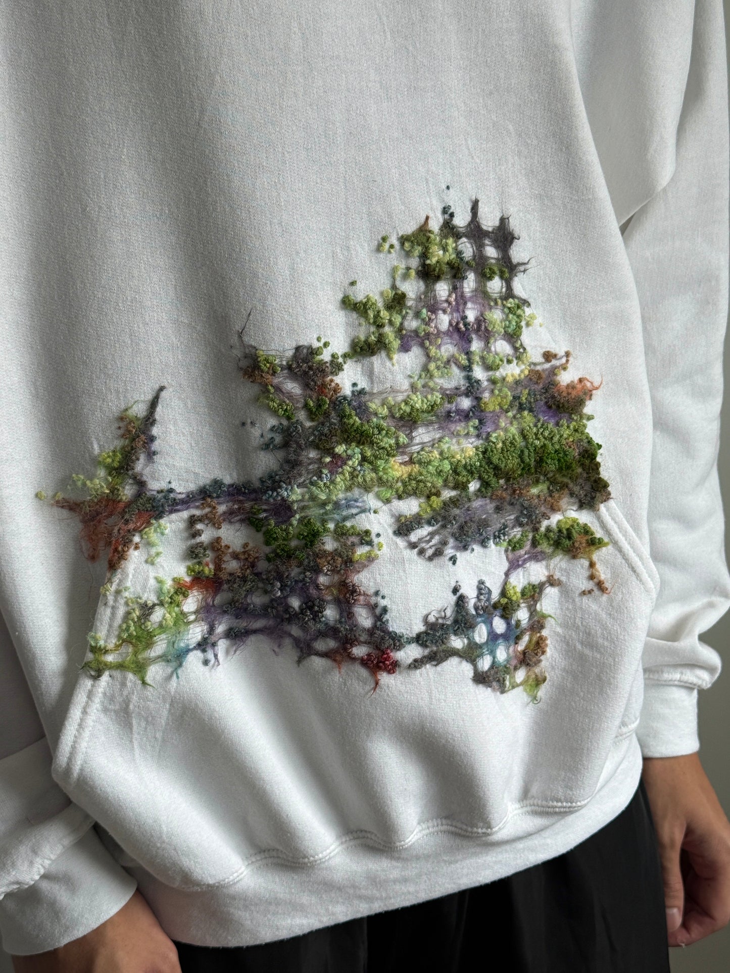 "    Embroidered White Hoodie