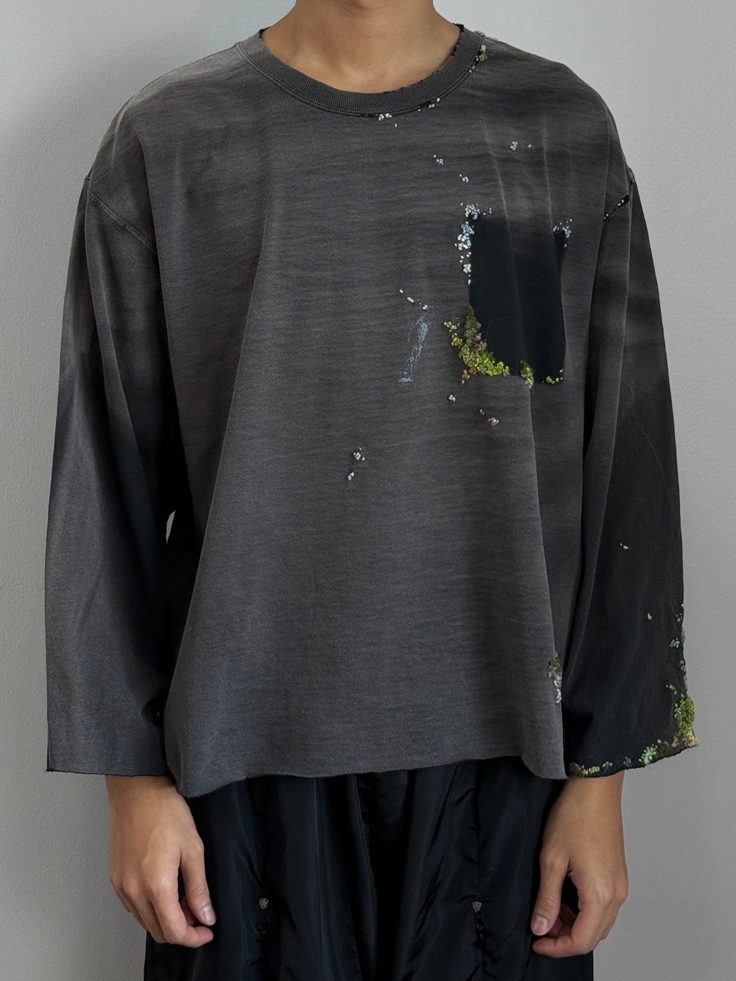 "   Embroidered Black Faded Longsleeve