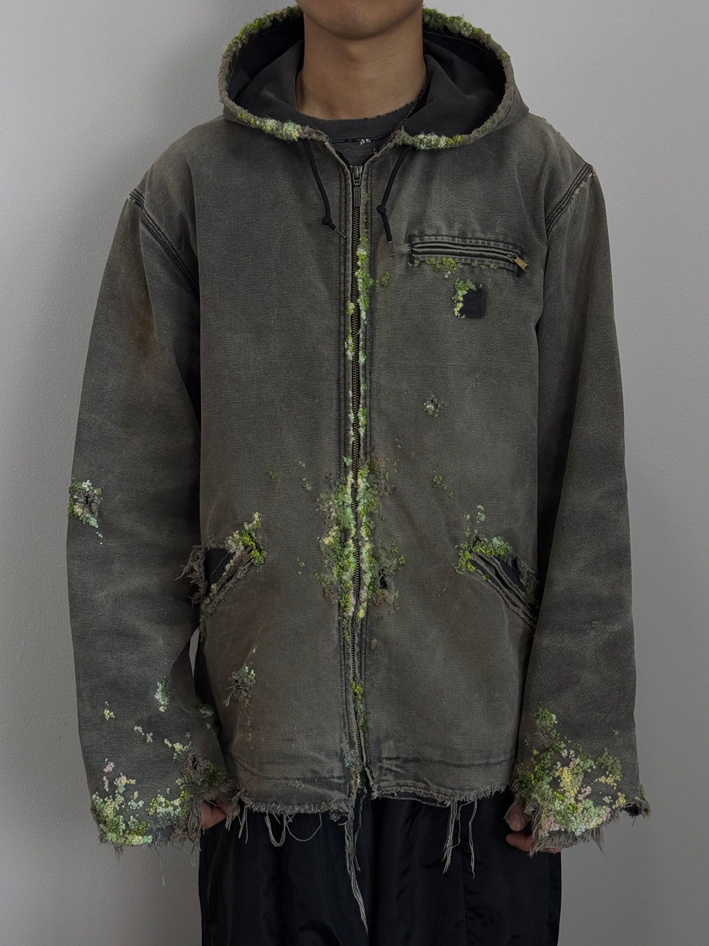 "    Embroidered Distressed Hoodie