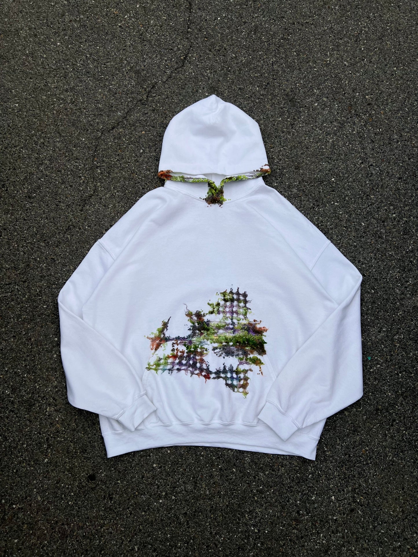 "    Embroidered White Hoodie