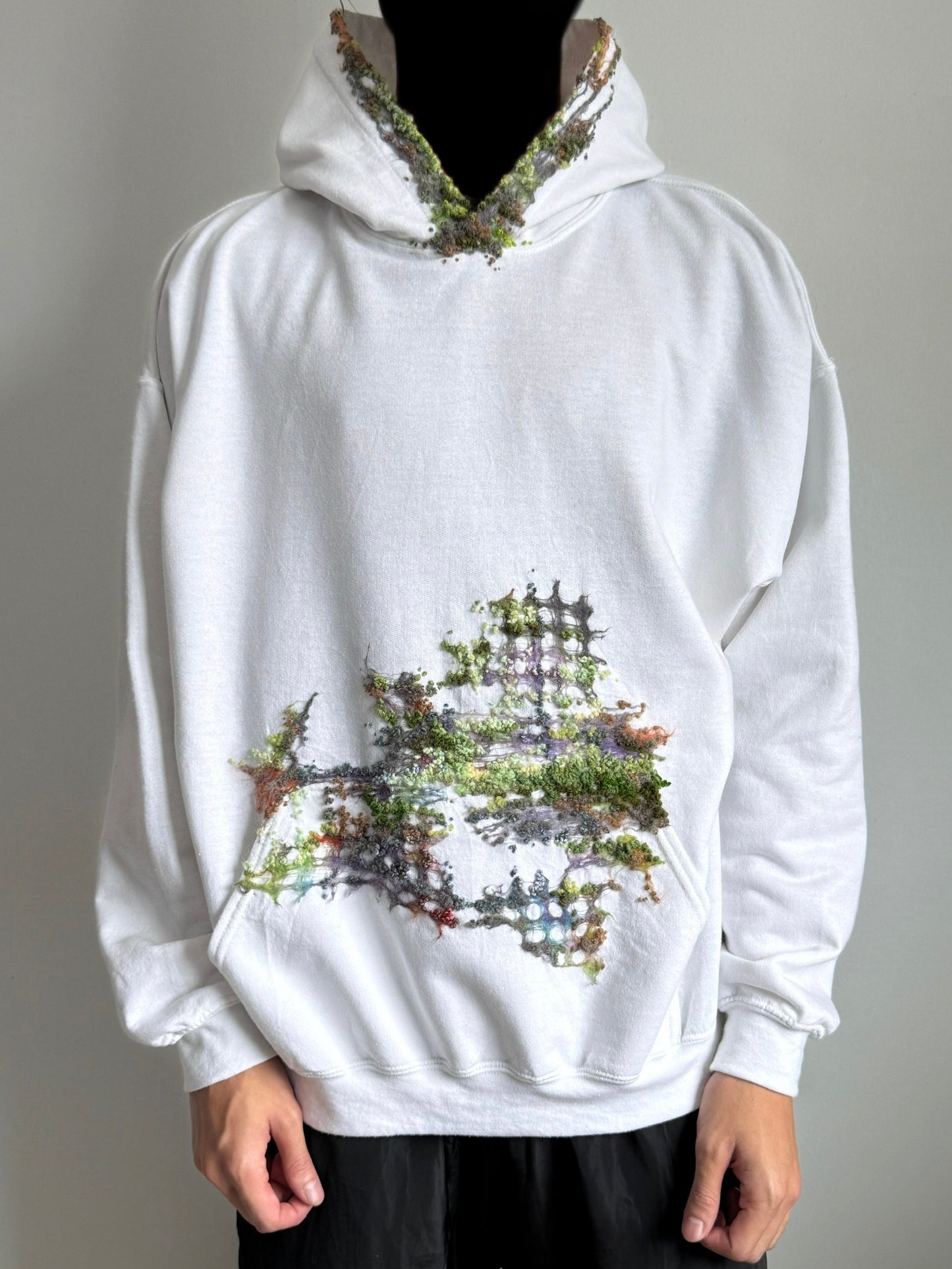 "    Embroidered White Hoodie