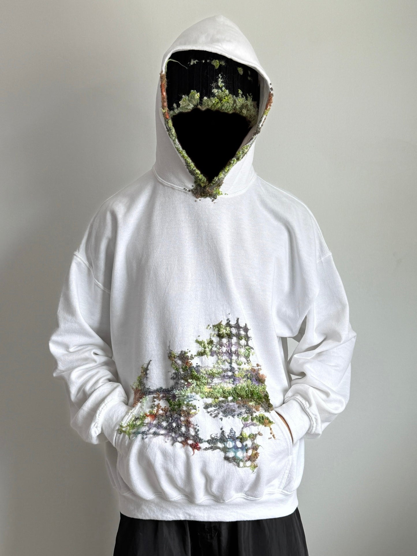 "    Embroidered White Hoodie
