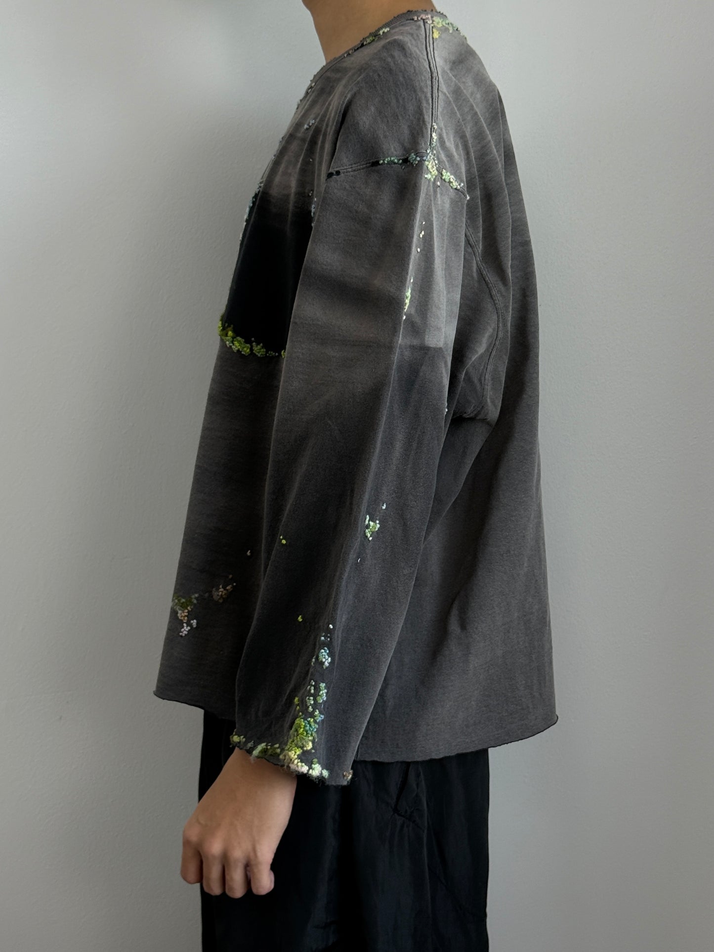 "   Embroidered Black Faded Longsleeve
