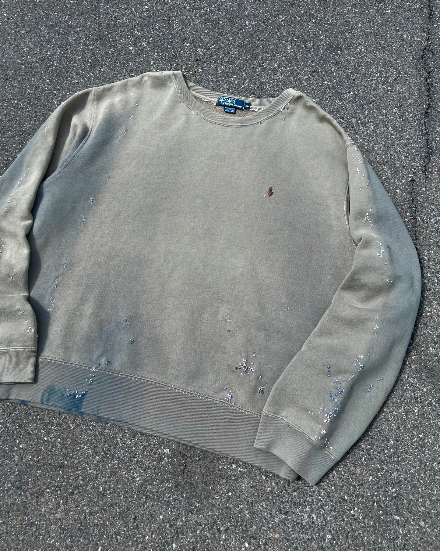 "Embroidered "Dot' Grey Green Sun Faded (POLO)