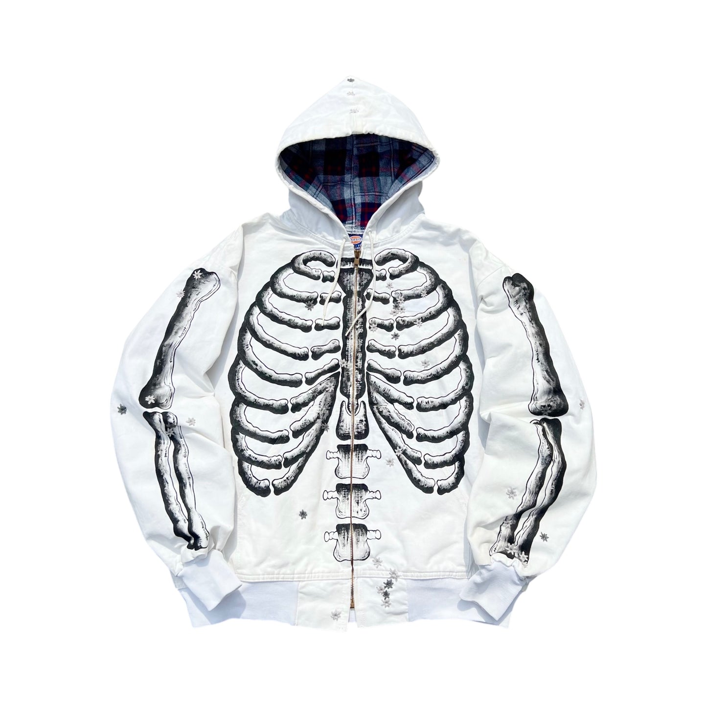 ""'SKELETON 100 HOLE Embroidered White Jacket ☠️☠️