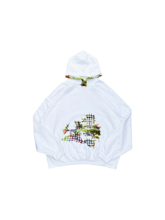 "    Embroidered White Hoodie