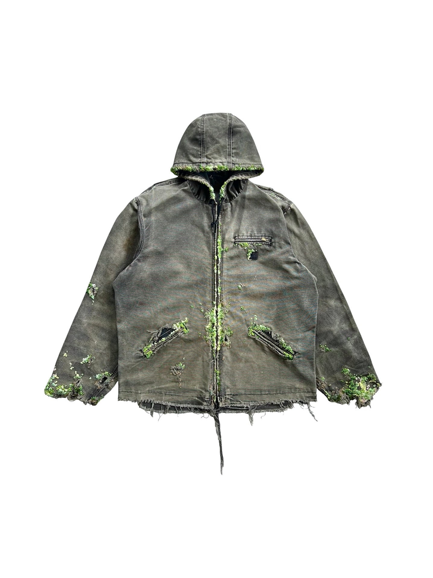 "    Embroidered Distressed Hoodie