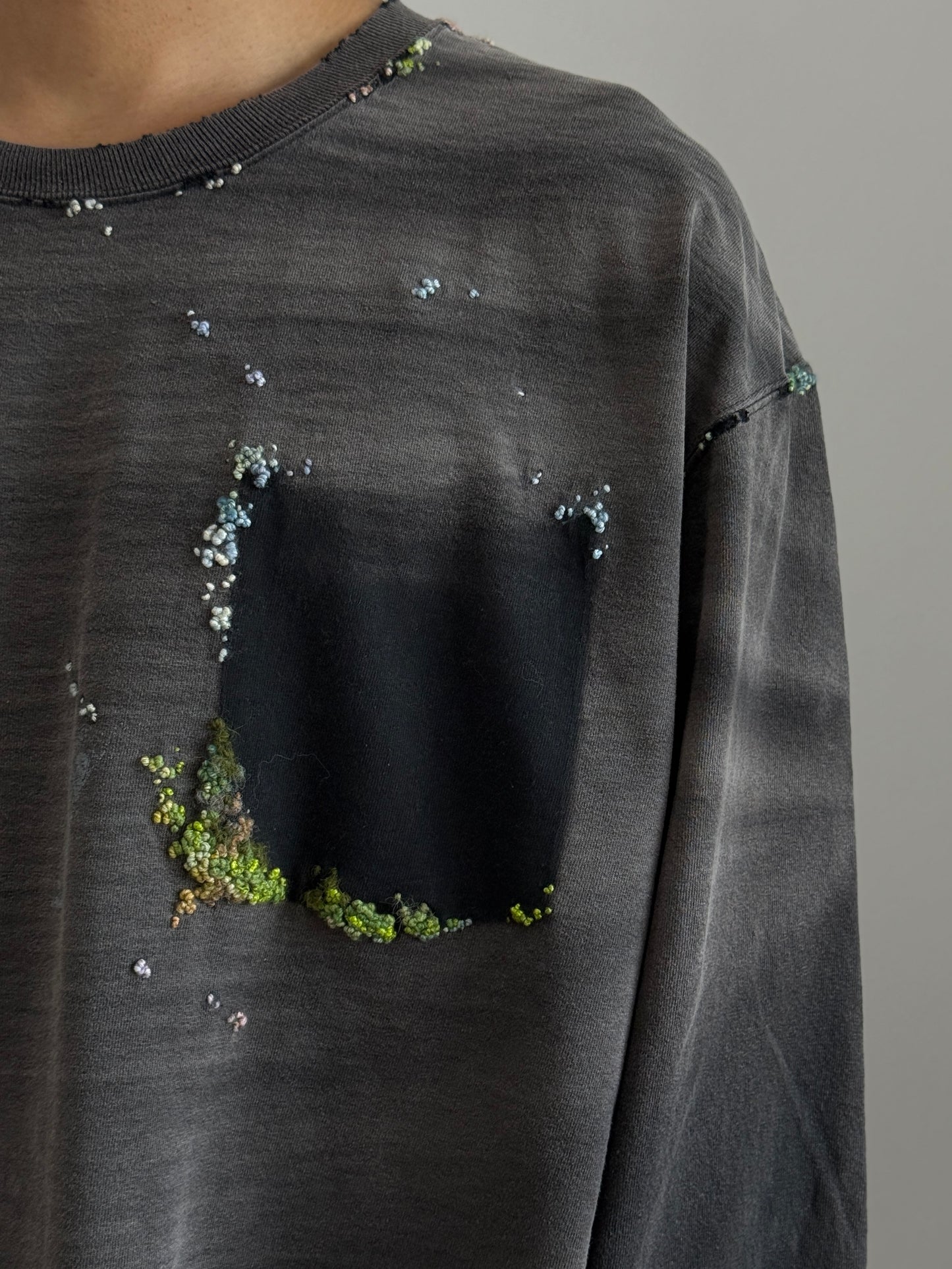 "   Embroidered Black Faded Longsleeve