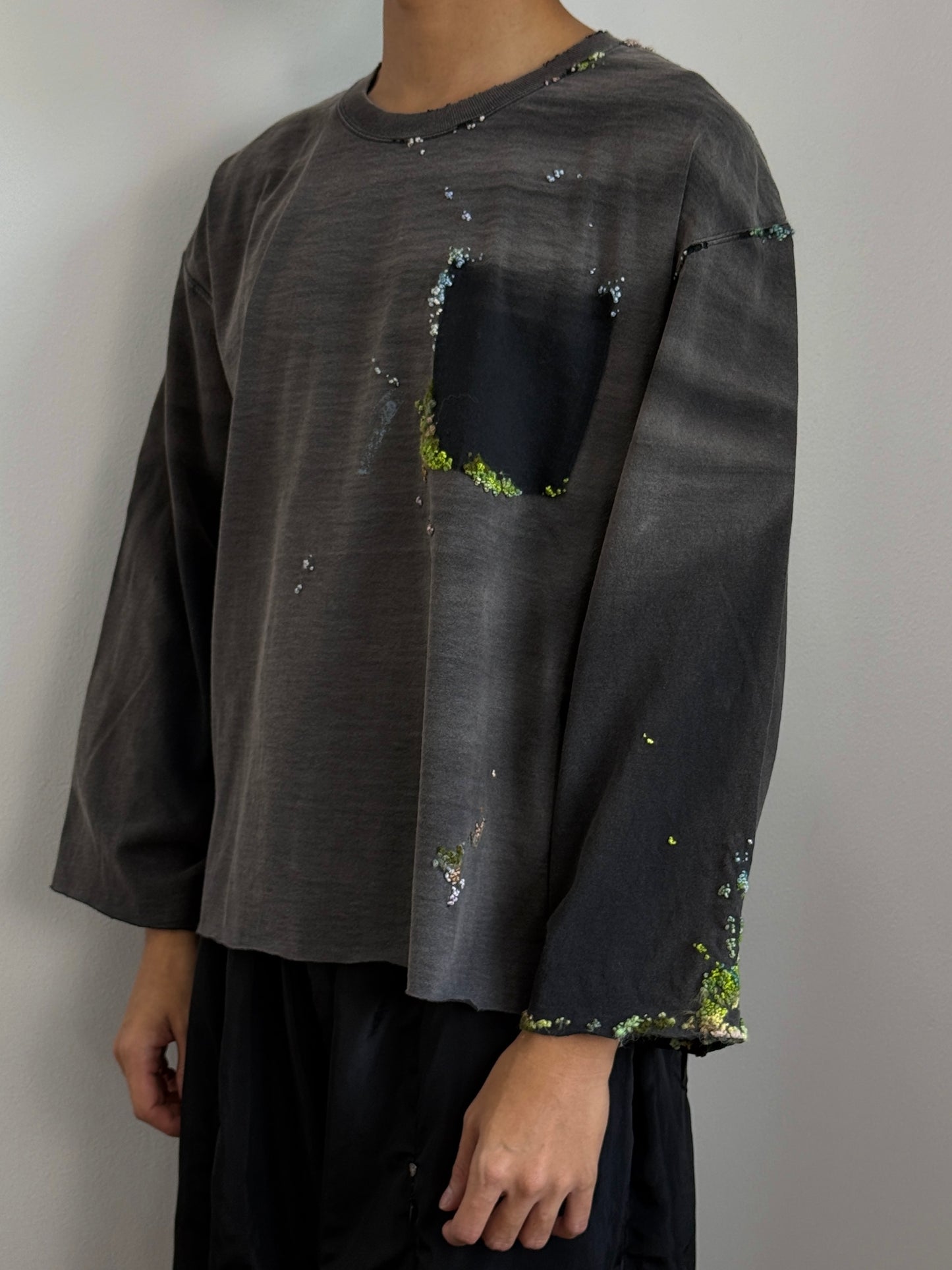 "   Embroidered Black Faded Longsleeve