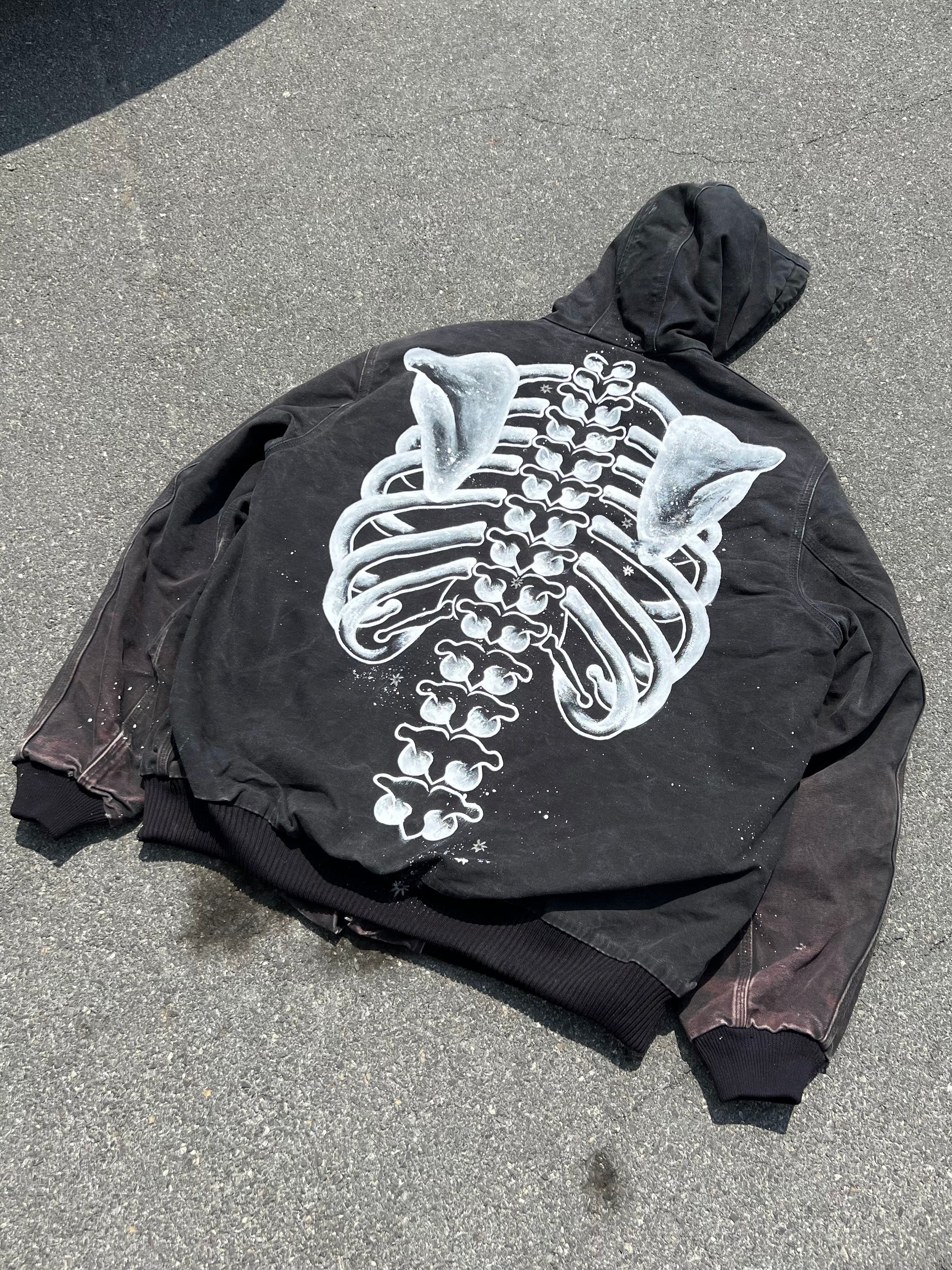 Z SKELETON Black Green Bleached Hoodie Jacket ☠️☠️